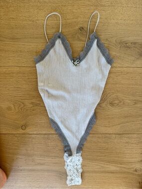 Urban Outfitters Out From Under light blue  gray lace bodysuit